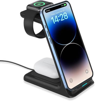UNIGEN UNIDOCK 250 [2021] 3-in-1 Wireless Charging Stand with 15W Type-C PD for iWatch SE/6/5/4/3/2 | AirPods 2/Pro | iPhone 12/11/11 Pro Max/XR/XS Max/Xs/X & Qi Devices (Black) … Charging Pad
