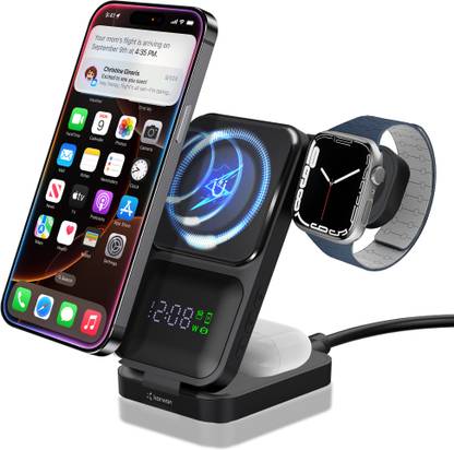 KARWAN Wireless Charger 4in1 22w Magnetic Mag-Safe with Clock For iPhone&Samsung Charging Pad
