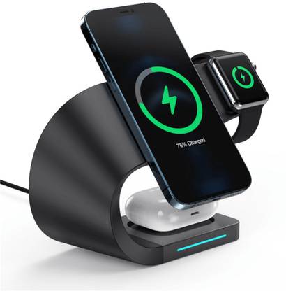 Sevenaire MagCharge D1800 3-in-1 Wireless Charging Dock | Magsafe (15W Black) Charging Pad
