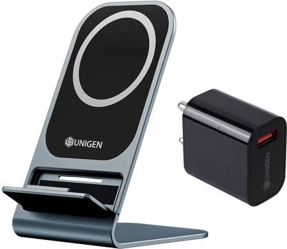 UNIGEN UNISTAND Wireless Mag Safe Aluminum Alloy Stand for i-Phone 14/13/12 (BKAD) Charging Pad