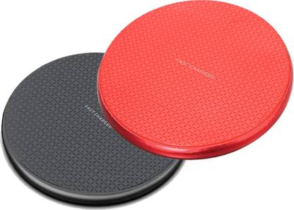 NANDI MART Combo of 2 Wireless Fast Charger | 10W Wireless Fast Charging Pad Black & Red Charging Pad