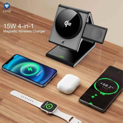 cellcoreraj LT-W02 QI2 15W 4-in-1 Magnetic Wireless Charger Charging Station