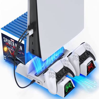 Tobo PS5 Cooling Stand with Controller Charger Station for Playstation 5 PS5 Console, Upgraded Cooling Fan Docking Station with Controller Charging Dock Station and 12 Game Slots Charging Station