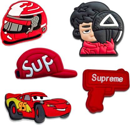 Questsole Red Hype Shoe Charms Set – Street Style, Speed & Pop Culture Icons Rubber Shoe Charm