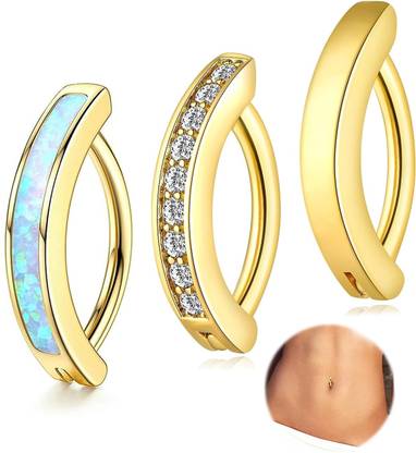 HANNEA 3pcs Belly Button Ring Stylish Golden Belly Button Ring Creative Navel Rings Metal Charm Set