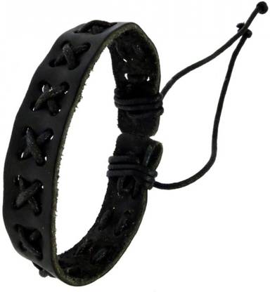 Sanaa Creations ADD A MASCULINE TOUCH TO BOLD BLACK LOOKING BAND BRACELET. Alloy Beaded Charm