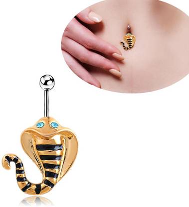HASTHIP Cobra Element Belly Button Ring for Women Girls,Navel Rings for Body Piercing Metal Charm Set