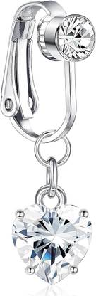 sannidhi Fake Belly Button Rings, Clip On Belly Piercing Ring Jewelry, 316L Stainless Stainless Steel Beaded Dangling Charm
