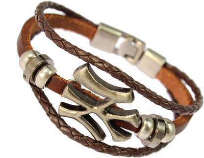 Sanaa Creations STYLISH BROWN NY LEATHER BAND FOR ALL OCCASIONS Alloy Beaded Charm
