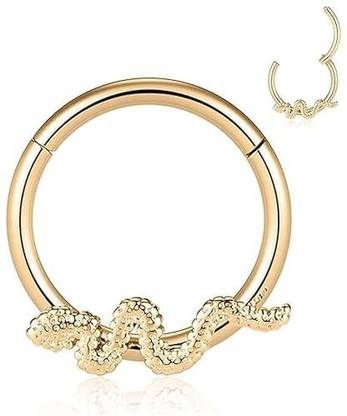 GadgetsDen 16G Septum Clicker Ring Daith Nose Ring Hoop Hinged Segment Seamless Ring Rook Stainless Steel Beaded Charm