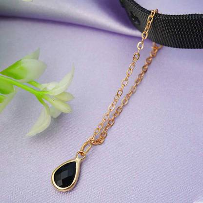 FEROSH Black Teardrop Chain Watch Charm Alloy Watch Charm