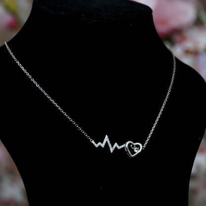 Silvme 925 Sterling Silver Heartbeat Pendant Necklace for Women Sterling Silver Charm Set