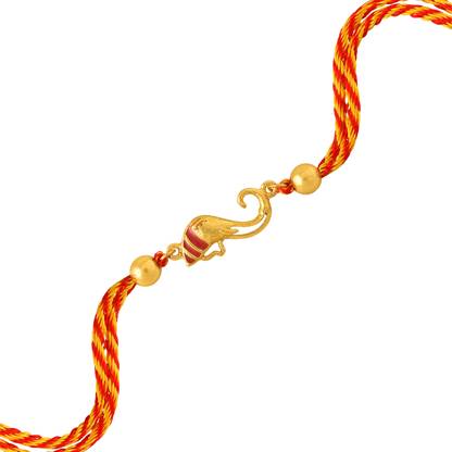 Gem O Sparkle Fashion Gold Plated Enamel Mauli Thread Rakhi Sterling Silver Floating Charm