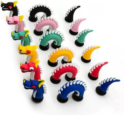 Batu Lee Pack of 2 Sets 3D Dragon Clog Charms for Unisex-Adult and Kids (Red-Black) Silicone Shoe Charm