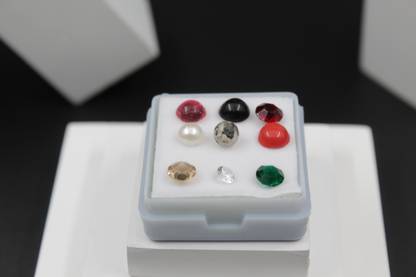 Dharmsaar Dharmsaar Navratan Gemstone Square Box Stone Charm Set