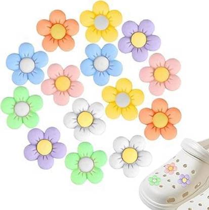 TAPAHPRIYAY 14PCS Flower Shoe Charms for Clog, 7Colors Cute Croc Charms Decoration Silicone Link Charm
