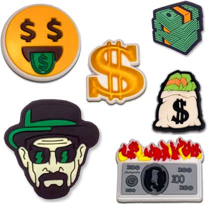 Questsole Money Talks Charms Set for Clogs Rubber Shoe Charm