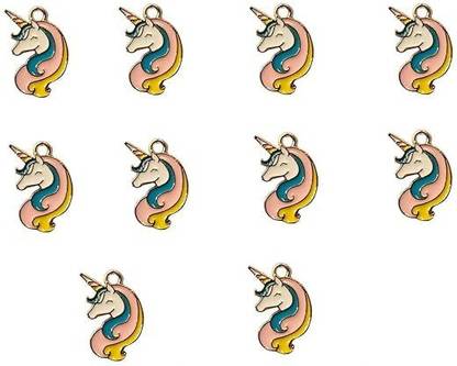 MOREL 10 PCS MULTICOLOR UNICORN PENDANT FOR KEY CHAIN,NECKLACES,JEWELLERY ACCESSORIES. Metal Charm Set