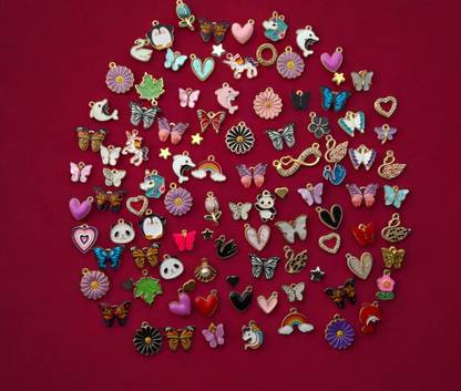 ELCETRATD JEWELLERY shimmering beautiful any random 12 charms combo Brass Charm Set