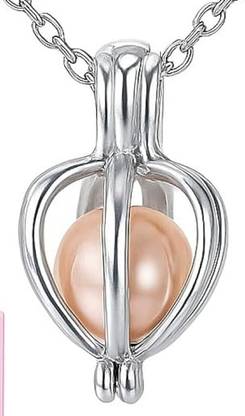 PEARL HANDICRAFT HATHRAS Love Pearl Gift Set with Real Pearl in Shell & Pendant Chain for Women & Girls Sterling Silver, Stainless Steel, Alloy Charm Set