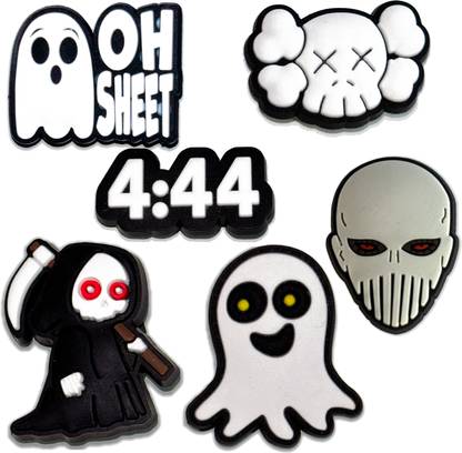 Questsole Spooky Vibes Shoe Charms Pack – Ghosts, Skulls & Dark Aesthetic Icons Rubber Shoe Charm