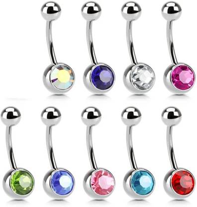 Shield plus Belly Button Piercing Studs Colorful Diamond Stainless Steel Charm Set