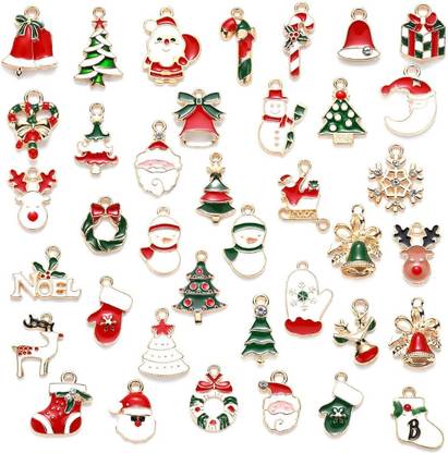 PATPAT 40pcs Christmas Charms DIY Jewelry Making Kit Assorted Christmas Enamel Charms