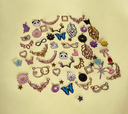 ELCETRATD JEWELLERY Any random 10 charms combo for girls and women Brass Charm Set