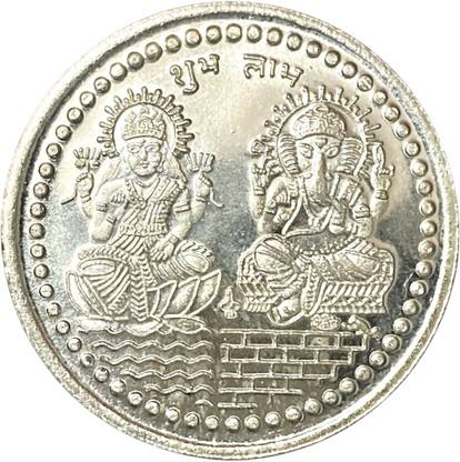 SRI NARAYANI 10 GramS Silver Coin | Laxmi Ganesh Coin | Silver Charm Set
