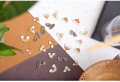 Satyam Kraft 24 Pcs Rainbow Charms For Key Chain Earring Necklaces Bracelet DIY Crafts and Free jewelry making accessories - Mix Color. Metal Charm Set. Metal Charm Set