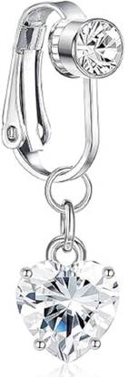 Varni Women Dangle Rhinestone Belly Button Clamp Piercing Jewellery Alloy Beaded Dangling Charm