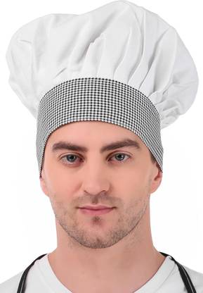Kodenipr Club Adjustable White Chef Cap Check Contrast/Cooking Cap Chef Hat