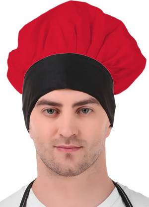 Kodenipr Club Adjustable Red Chef Cap Black Contrast/Cooking Cap Chef Hat