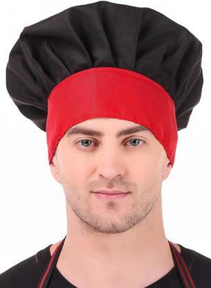 Kodenipr Club Adjustable Black Chef Cap Red Contrast/Cooking Cap Chef Hat
