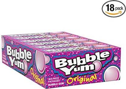 Hershey's Bubble Yum Original Bubble Gum 18/5-Piece Packages Original Bubble Gum Chewing Gum