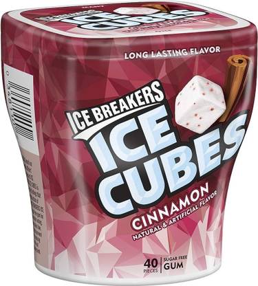 Ice Breaker Ice Cube Cinnamon Sugar Free Chewing Gum Bottle 40 Cubes Cinnamon Chewing Gum