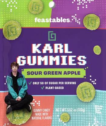Feastable Karl Gummies Sour Green Apple Made With Natural Flavours Gummy Candy Green Apple Chewing Gum