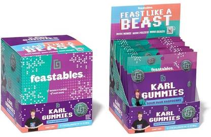Mr Beast Feastable Karl Gummies Sour Blue Raspberry Flavor Enjoy the Kick Of Sour & Spice Blue Raspberry Chewing Gum