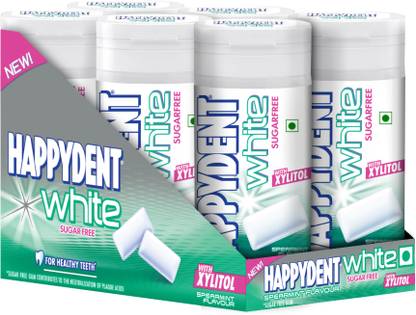 Happydent White, Xylitol Sugarfree Spearmint Flavour, Chewing Gum Bottle Pack Spearmint Chewing Gum