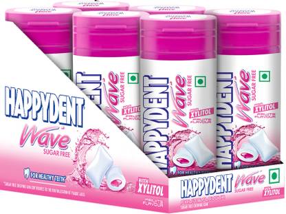 Happydent Wave, Xylitol Sugarfree Fruity Flavour, Bubble Gum Bottle Pack Fruity Chewing Gum