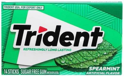 TRIDENT Sugar Free Gum (IMPORTED FROM USA) Spearmint Artificial Flavor Chewing Gum