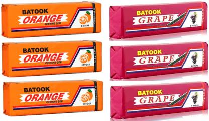 batook Chewing Gum Variety Pack With New Exciting Flavour 3 Orange, 3 Grape, Sports Gum Grape, Orange Chewing Gum