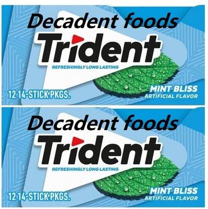 Decadent Foods Trident Mint Bliss Sugar Free Gum, 14 Pieces | Mint Flavor Chewing Gum