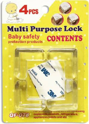ZARWAR Multi-purpose Corner Safety Locks For Baby's Protection & Safety (4pieces) Child Safety Deadbolt Lock
