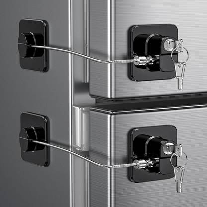 BAREPEPE Child Safety Device Refrigerator Door Lock With 2 Keys & Adhesives Pack of 2