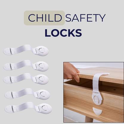 Life Zest Child Safety Locks for Furniture, Cupboards & Main Doors (Pack of 5) Child Safety Strap Lock