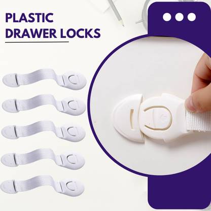 Life Zest White Child Safety Locks – Pack of 5 Adjustable Straps for Baby Proofing Child Safety Slide Lock