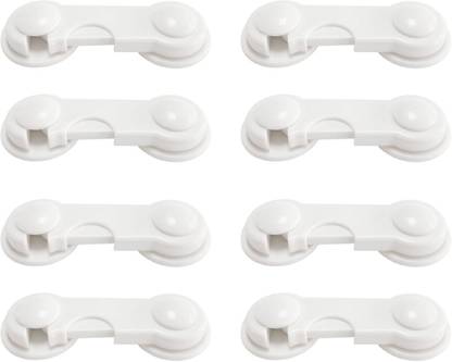 SYGA Baby Safety Locks UsesDual AdhesiveTape ChildProof Cabinets Drawers(White 8 Pcs) Child Safety Latch Lock