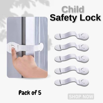 Life Zest Baby Safety Latch Locks for Cabinet Drawer Fridge (White) Child Safety Strap Lock