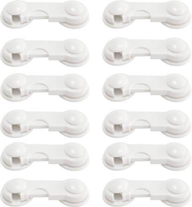 SYGA Safety Locks Uses Dual Adhesive Tape Child Proof Cabinets Drawers(White 12 Pcs) Child Safety Latch Lock
